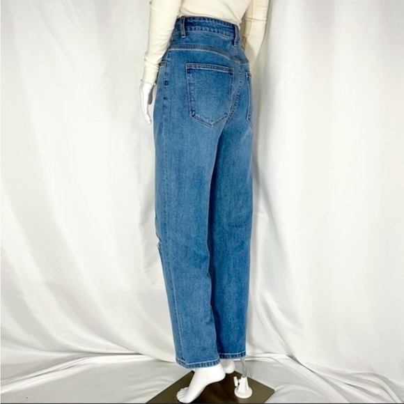 ZGY Denim Reality Blue 100% Organic Cotton High Rise Rip Straight Leg Jeans Sz29 - Picture 8 of 15